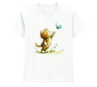 Scruffy Ginger Kitten Butterfly Boys Girls Kids T-Shirt Kitten Cat Nature