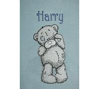 Scruffy Grey Bear Bye Bye Applique Super Soft Fleece Blanket. (Blue)