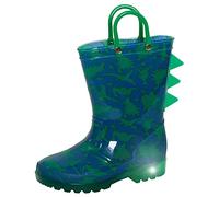 ScruffyTed Kids Light Up Dinosaur Wellington Boots Boys Wellies with Handles and Flashing Lights Girls Dino Boots Rain Shoes