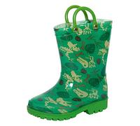ScruffyTed Kids Wellington Boots with Pull On Handles Green Dino Hunter 6 UK Child