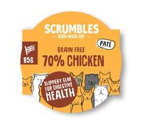 Scrumbles All Natural Wet Cat Food with 70% Chicken, Grain Free Food for Adult Cats, Multipack of 8 X 85g Pouches,Package may vary