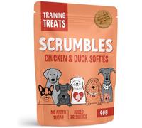 Scrumbles • Dog Treats • Hypoallergenic • All Lifestages • Chicken & Duck • 90g Bag • Gut Friendly Prebiotics • Gluten Free • Superfoods