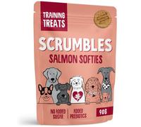 Scrumbles • Dog Treats • Hypoallergenic • All Lifestages • Salmon • 90g Bag • Gut Friendly Prebiotics • Linseeds Rich In Omega 3 & Fibre
