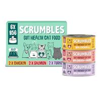 Scrumbles • Wet Cat • Fish & Poultry • Hypoallergenic • All Lifestages • 2 x Chicken • 2 x Salmon • 2 x Turkey • 6 Tins (85g) • 60% Meat