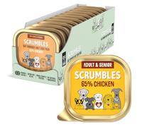 Scrumbles • Wet Dog Food • Hypoallergenic • All Lifestages • Chicken 65% • 1.8kg (12 Trays x 150g) • Natural Complete Adult Recipe • Gut Friendly Prebiotics