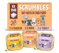 Scrumbles • Wet Dog Food • Hypoallergenic • All Lifestages • Poultry Multipack • 0.9kg (6 Trays x 150g) • Natural Complete Adult Recipe • Gut Friendly Prebiotics
