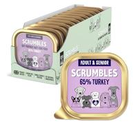 Scrumbles • Wet Dog Food • Hypoallergenic • All Lifestages • Turkey 65% • 1.8kg (12 Trays x 150g) • Natural Complete Adult Recipe • Gut Friendly Prebiotics
