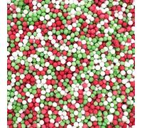 Scrumptious - 100s and 1000s - Christmas Red, Green and White Mix Cake Topper Sprinkles - 30g Matt Sugar Festive Ball Christmas Cake Toppers - Edible Christmas Cake Decorations UK for Christmas Baking