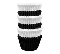 Scrumptious! - 150PC Mini Muffin Cases - Black And White Mix - 45GSM 31mm x 23mm Greaseproof Paper Baking Cases - A Versatile Mix Suitable of all Events, Party Cakes, Bakes, Sweets And Savoury Treats