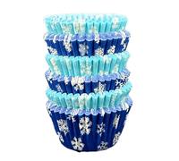 Scrumptious! - 150PC Mini Muffin Cases - Christmas Midnight And Ice Snowflake Mix - 45GSM 31mm x 23mm Paper Baking Cases - Great for Xmas and Festive Themed Party Cakes, Bakes, Sweets And Treats