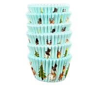 Scrumptious! - 150PC Mini Muffin Cases - Christmas Santa - 45GSM 31mm x 23mm Greaseproof Paper Baking Cases - Great for Xmas and Festive Themed Party Cakes, Bakes, Sweets And Savoury Treats