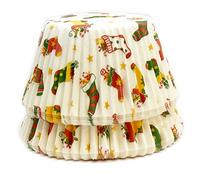 Scrumptious 180PC Christmas Greaseproof Paper Cupcake Cases for Baking - Stockings - Ideal for Festive Muffins & Cakes