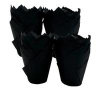 Scrumptious! 200PC Greaseproof Paper Muffin Tulip Cases for Baking - Black- Great for Wedding Birthday and Anniversary Party Cakes and Bakes