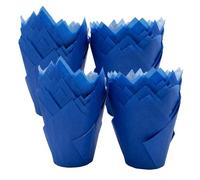 Scrumptious! 200PC Greaseproof Paper Muffin Tulip Cases for Baking - Blue - Great for Wedding Birthday and Anniversary Party Cakes and Bakes