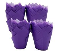 Scrumptious! 200PC Greaseproof Paper Muffin Tulip Cases for Baking - Purple - Great for Wedding Birthday and Anniversary Party Cakes and Bakes
