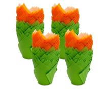 Scrumptious! - 200PC Green and Orange Greaseproof Paper Muffin Tulip Cases for Baking - Great for Halloween and Spooky Themed Parties