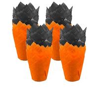 Scrumptious! - 200PC Orange and Black Greaseproof Paper Muffin Tulip Cases for Baking - Great for Halloween and Spooky Themed Parties