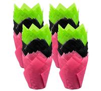 Scrumptious! - 200PC Pink, Black and Green Wicked Mix Greaseproof Paper Muffin Tulip Cases for Baking - Great for Halloween and Spooky Themed Parties