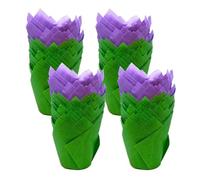 Scrumptious! - 200PC Purple and Green Greaseproof Paper Muffin Tulip Cases for Baking - Great for Halloween and Spooky Themed Parties