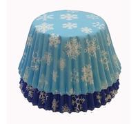 Scrumptious 36PC Christmas Greaseproof Paper Cupcake Cases for Baking - Mixed Snowflake - Ideal for Festive Muffins & Cakes