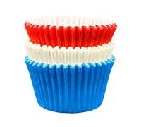 Scrumptious! 36PC Cupcake Cases - Red White and blue - 65GSM 51mm x 38mm Greaseproof Paper Baking Cases - Great for Wedding Birthday Anniversary and Royal Party Muffins Cakes and Bakes