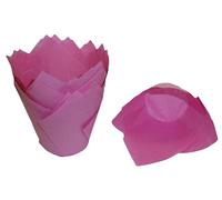 Scrumptious - 50PC Greaseproof Paper Muffin Tulip Cases for Baking - Cerise - Perfect for Birthday Party, Wedding and Anniversary Cakes and Bakes