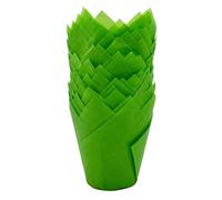 Scrumptious! 50PC Greaseproof Paper Muffin Tulip Cases for Baking - Green- Great for Wedding Birthday and Anniversary Party Cakes and Bakes