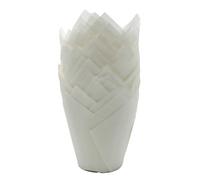 Scrumptious! 50PC Greaseproof Paper Muffin Tulip Cases for Baking - White - Great for Wedding Birthday and Anniversary Party Cakes and Bakes