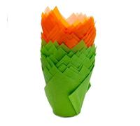 Scrumptious - 50PC Halloween Greaseproof Paper Muffin Tulip Cases for Baking - Orange and Green - Perfect for Halloween Party Cakes and Bakes