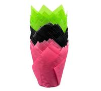 Scrumptious! - 50PC Pink, Black and Green Wicked Mix Greaseproof Paper Muffin Tulip Cases for Baking - Great for Halloween and Spooky Themed Parties