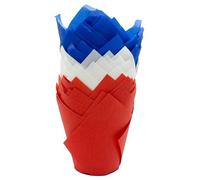 Scrumptious! - 50PC Red, White and Blue Greaseproof Paper Muffin Tulip Cases for Baking - Great for 4th July, Royal, Birthday and Anniversary Party Cakes and Bakes