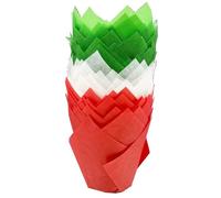 Scrumptious! - 50PC Red, White and Green Greaseproof Paper Muffin Tulip Cases for Baking - Great for Birthday, Anniversary and Christmas Party Cakes and Bakes