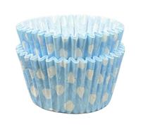 Scrumptious! - Cupcake Cases - Dotty Baby Blue - 24PC 65GSM 51mm x 38mm Polkadot Greaseproof Paper Baking Cases - Great for Father's Day, Baby Showers and Stitch Themed Party Muffins, Cakes and Bakes