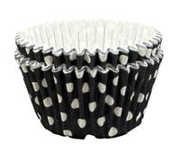 Scrumptious! - Cupcake Cases - Dotty Black - 24PC 65GSM 51mm x 38mm Polkadot Greaseproof Paper Baking Cases - Great for Spooky and Halloween Themed Party Muffins, Cakes and Bakes