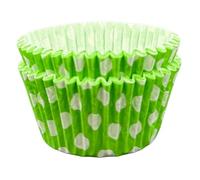 Scrumptious! - Cupcake Cases - Dotty Lime Green - 24PC 65GSM 51mm x 38mm Polkadot Greaseproof Paper Baking Cases - Great for Spring and Halloween Themed Party Muffins, Cakes and Bakes