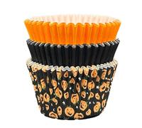 Scrumptious! - Cupcake Cases - Halloween Pumpkin, Orange and Black - 36PC 65GSM 51mm x 38mm Greaseproof Paper Baking Cases - Great for Birthday and Spooky Party Muffins, Cakes and Bakes
