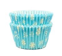 Scrumptious! - Cupcake Cases - Ice Blue Snowflake - 36PC 65GSM 51mm x 38mm Printed Greaseproof Paper Baking Cases - Great for Winter, Festive & Christmas Party Muffins, Cakes and Bakes