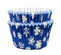 Scrumptious! - Cupcake Cases - Midnight Snowflake - 36PC 65GSM 51mm x 38mm Printed Greaseproof Paper Baking Cases - Great for Winter, Festive & Christmas Party Muffins, Cakes and Bakes