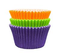 Scrumptious! - Cupcake Cases - Spooky Mix - 36PC 65GSM 51mm x 38mm Orange, Lime and Purple Greaseproof Paper Baking Cases - Great for Birthday and Spooky Party Muffins, Cakes and Bakes