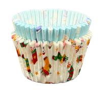 Scrumptious! - Cupcake Cases - Stockings and Snowmen - 36PC 65GSM 51mm x 38mm Greaseproof Paper Baking Cases - Great for Winter, Festive & Christmas Party Muffins, Cakes and Bakes