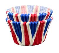 Scrumptious! - Cupcake Cases - Union Jack - 24PC 65GSM 51mm x 38mm Union Flag Printed Greaseproof Paper Baking Cases - Great for Royal and British Themed Party Muffins, Cakes and Bakes