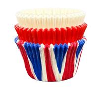 Scrumptious! - Cupcake Cases - Union Jack Mix - 36PC 65GSM 51mm x 38mm Union Flag, Red and White Greaseproof Paper Baking Cases - Great for Royal and British Themed Party Muffins, Cakes and Bakes