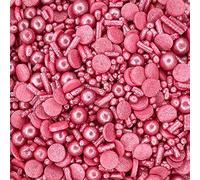 Scrumptious - Glimmer Deep Pink Cake Topper Sprinkles - 30g Edible Shimmer Cupcake Decorations - Perfect for Valentines Day, Doll & Princess Themed Parties - Colour Medley