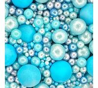 Scrumptious - Pearls Mix - Blue - Cake Topper Sprinkles - 30g Edible Shimmer Ball Cupcake Decorations - Perfect for Weddings, Christenings & Parties