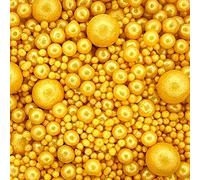 Scrumptious - Pearls Mix - Glimmer Gold Cake Topper Sprinkles - 30g Edible Shimmer Ball Cupcake Decorations - Perfect for Weddings, Christenings & Parties