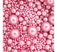 Scrumptious - Pearls Mix - Glimmer Pink Valentine's Day Cake Topper Sprinkles - 30g Edible Shimmer Ball Cupcake Decorations - Perfect for Weddings & Christenings