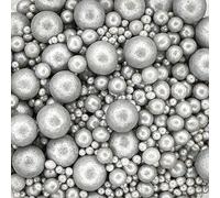 Scrumptious - Pearls Mix - Glimmer Silver Cake Topper Sprinkles - 30g Edible Shimmer Ball Cupcake Decorations - Perfect for Weddings, Christenings & Parties