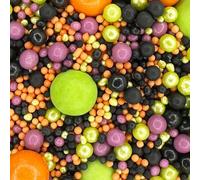 Scrumptious - Pearls Mix - Halloween - Cake Topper Sprinkles - 30g Edible Shimmer Ball Cupcake Decorations - Perfect for Wicked Weddings, Christenings & Parties