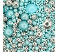Scrumptious - Pearls Mix - Twinkle Turquoise Cake Topper Sprinkles - 30g Edible Shimmer Ball Cupcake Decorations - Perfect for Weddings, Christenings & Parties