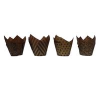 Scrumptious! Scrumptious - 50PC Greaseproof Paper Muffin Tulip Cases for Baking - Brown and Gold Vogue - Perfect for Birthday Party, Wedding and Anniversary Cakes and Bakes, 5452Sc